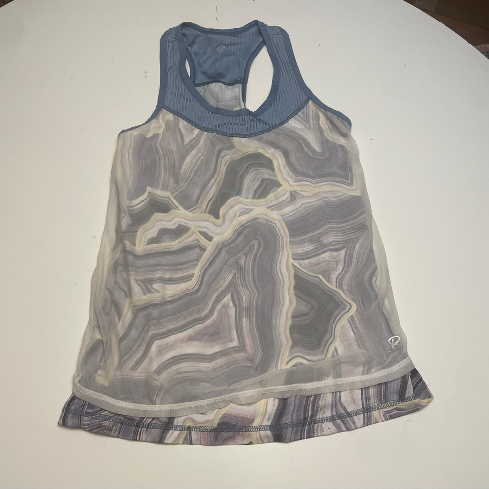 Sofibella Blue And Gray Patterned Tank Top S - image 1